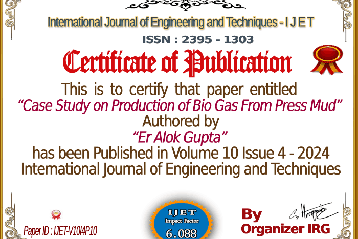 Case Study on Production of Bio Gas from Press Mud