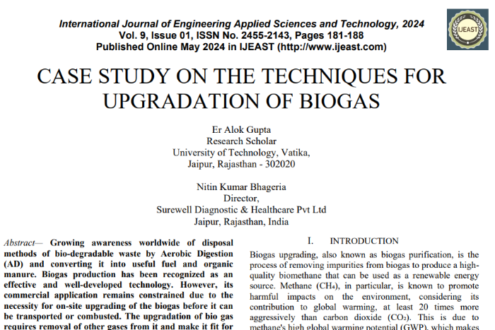 CASE STUDY ON THE TECHNIQUES FOR UPGRADATION OF BIOGA